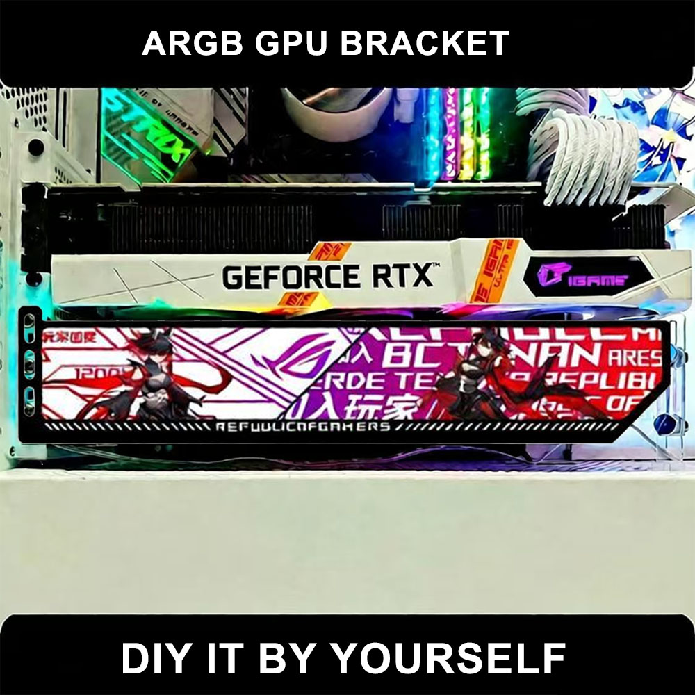 Gaming Card Holder - Tempat VGA RGB Kustom 5V/12V, Braket