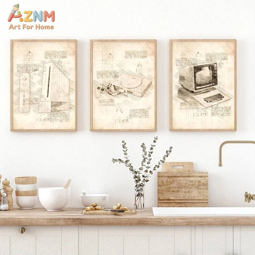 AZNM Konsol Game Vintage Skets - Gaming Console Room ulasan dan harga
