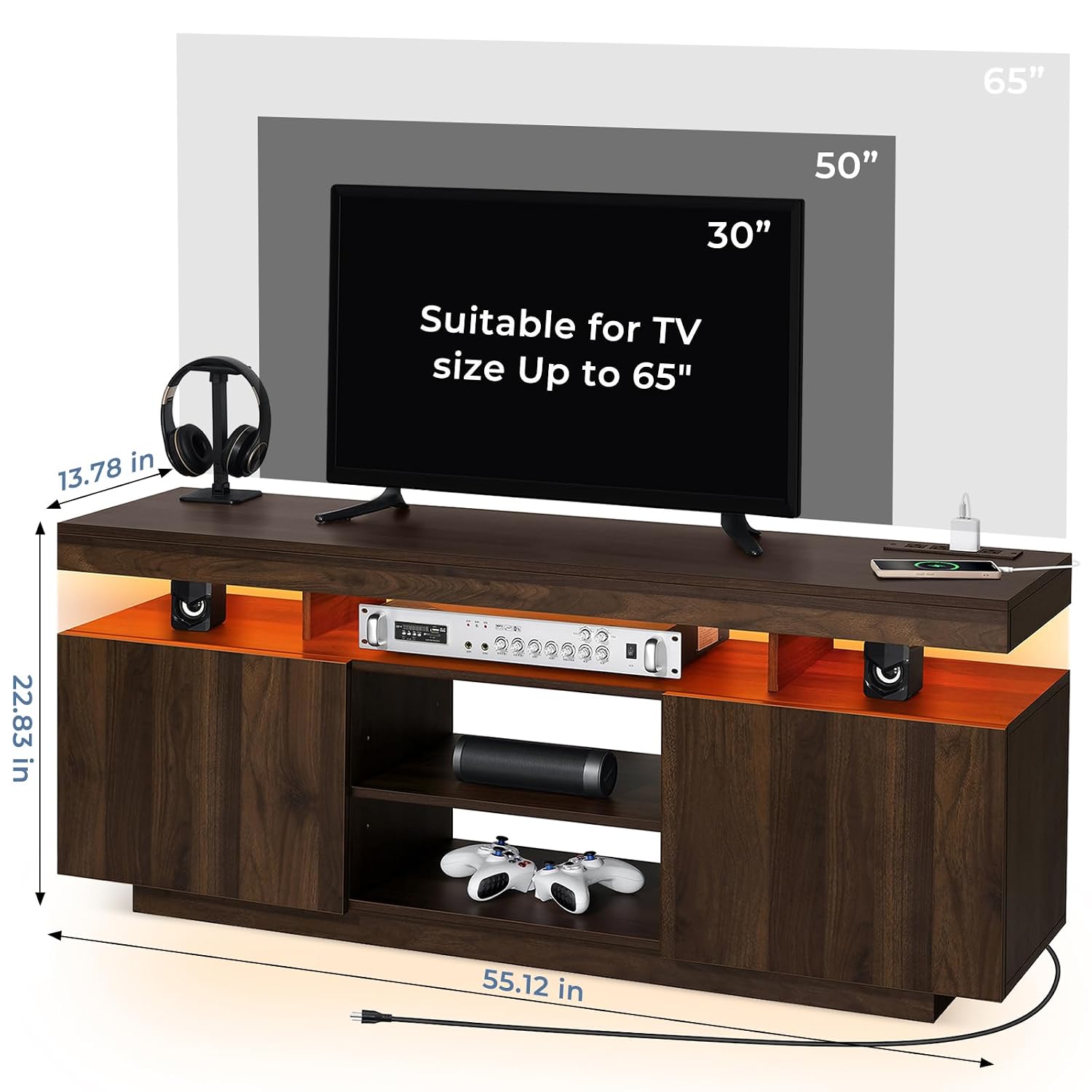 Meja TV LED dengan Stopkontak  - Gaming Console Room ulasan dan harga