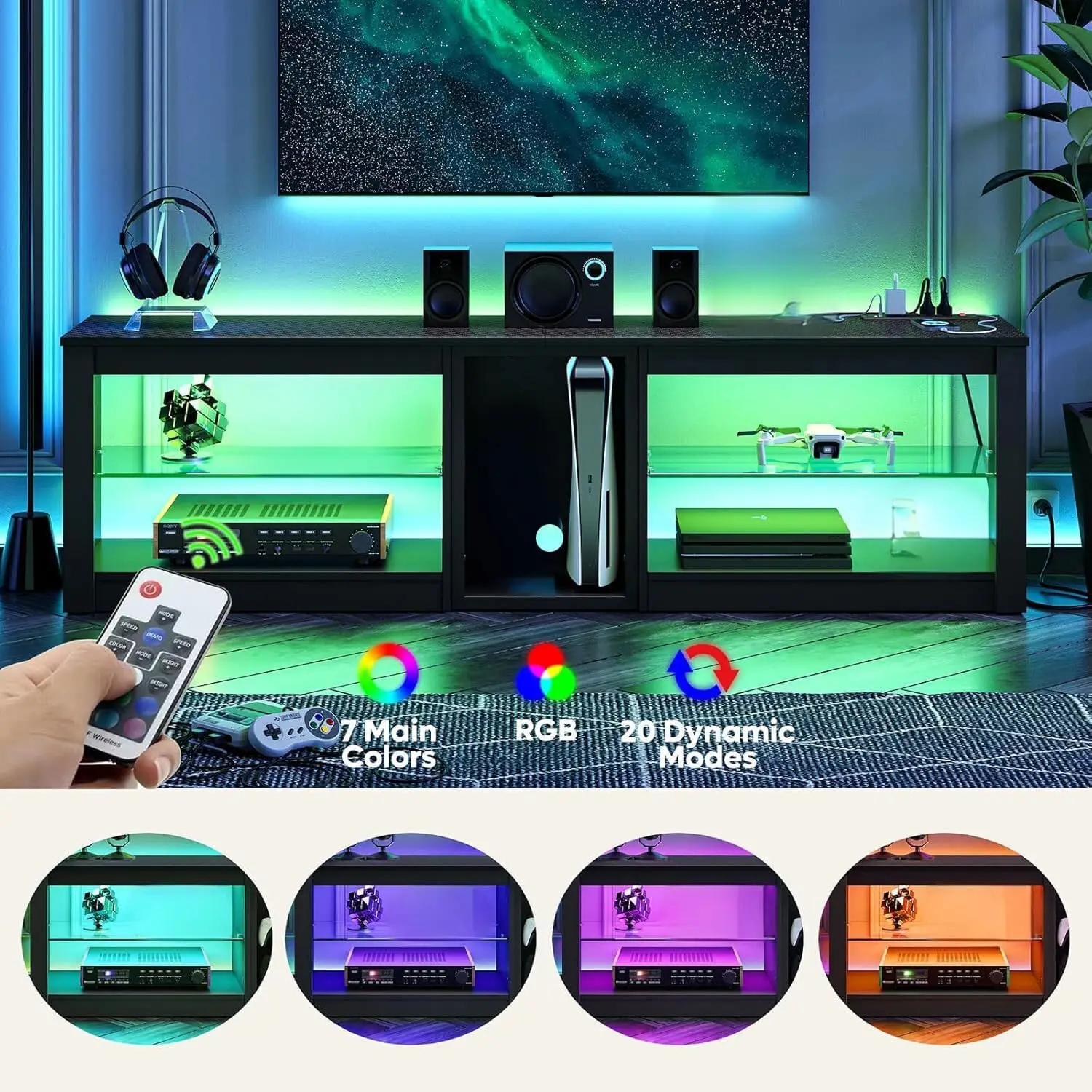 Meja TV untuk PS5 dengan Stopk - Gaming Console Room ulasan dan harga